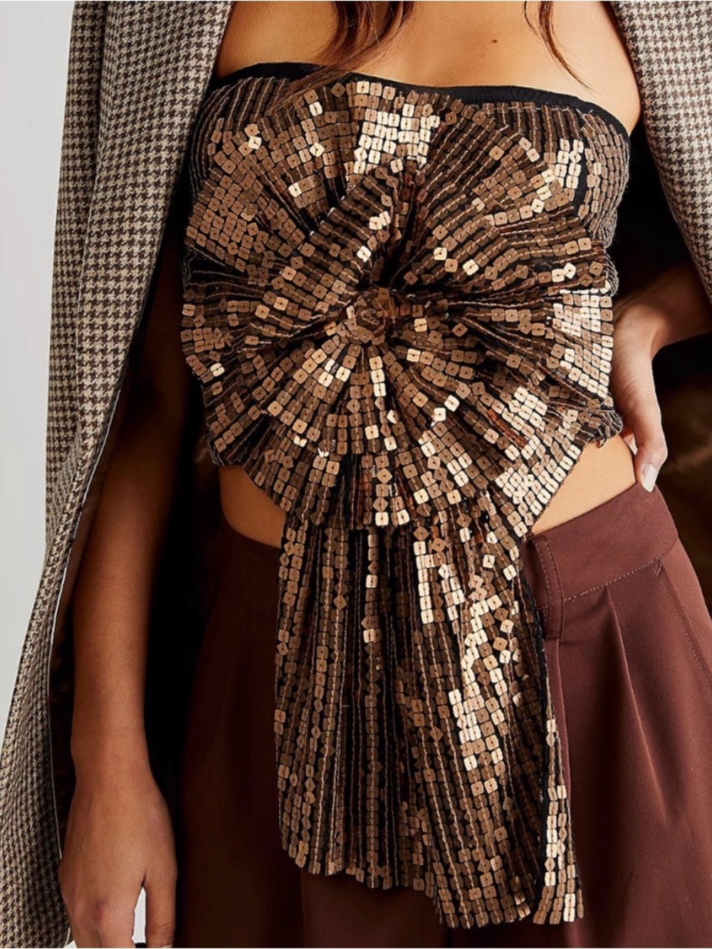 Free People Sequin Rosette Tube Top